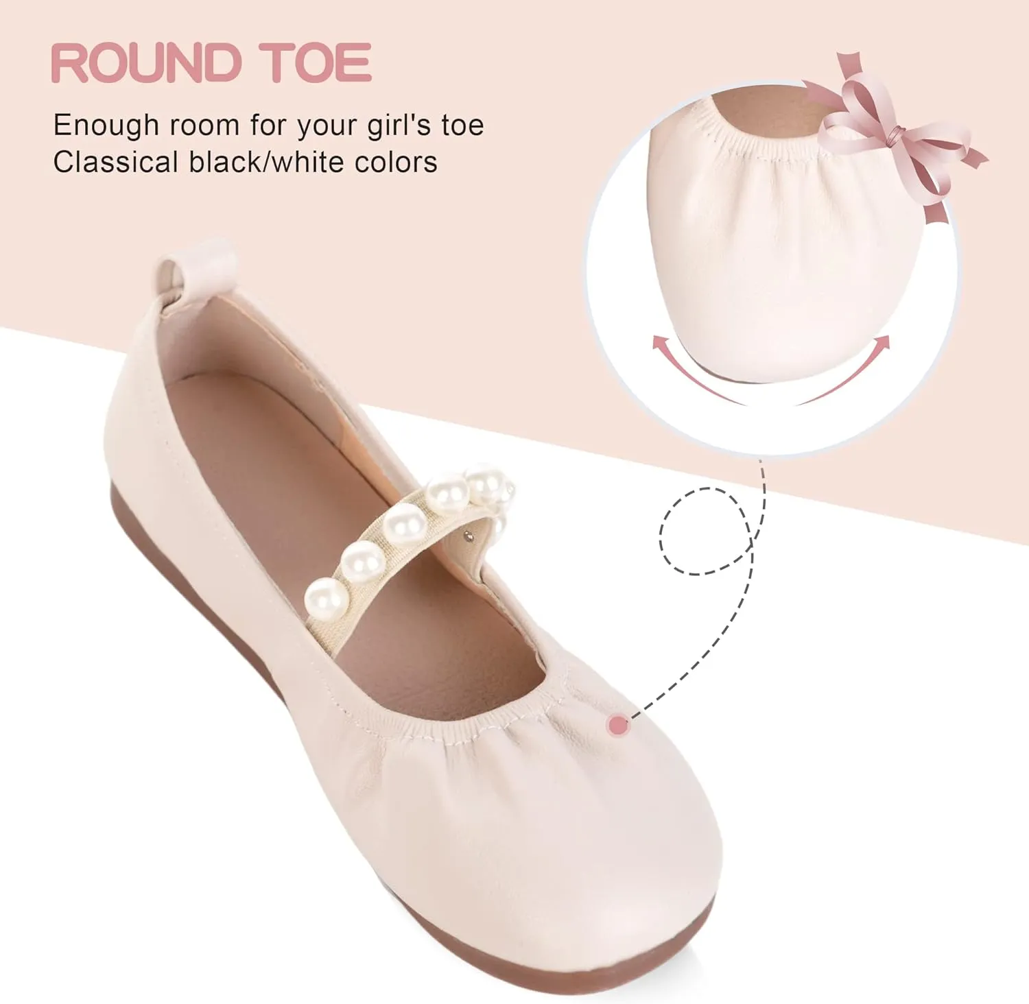 Girls Dress Shoes Mary Jane Shoes for Girls with Low Heel, Princess Flower Ballet Flats for Wedding School Party