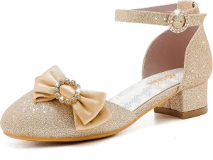 Girls Dress Shoes Princess Closed Toe Chunky Kids High Heels Girls Pump Ankle Strap Wedding Party Girls Shoes