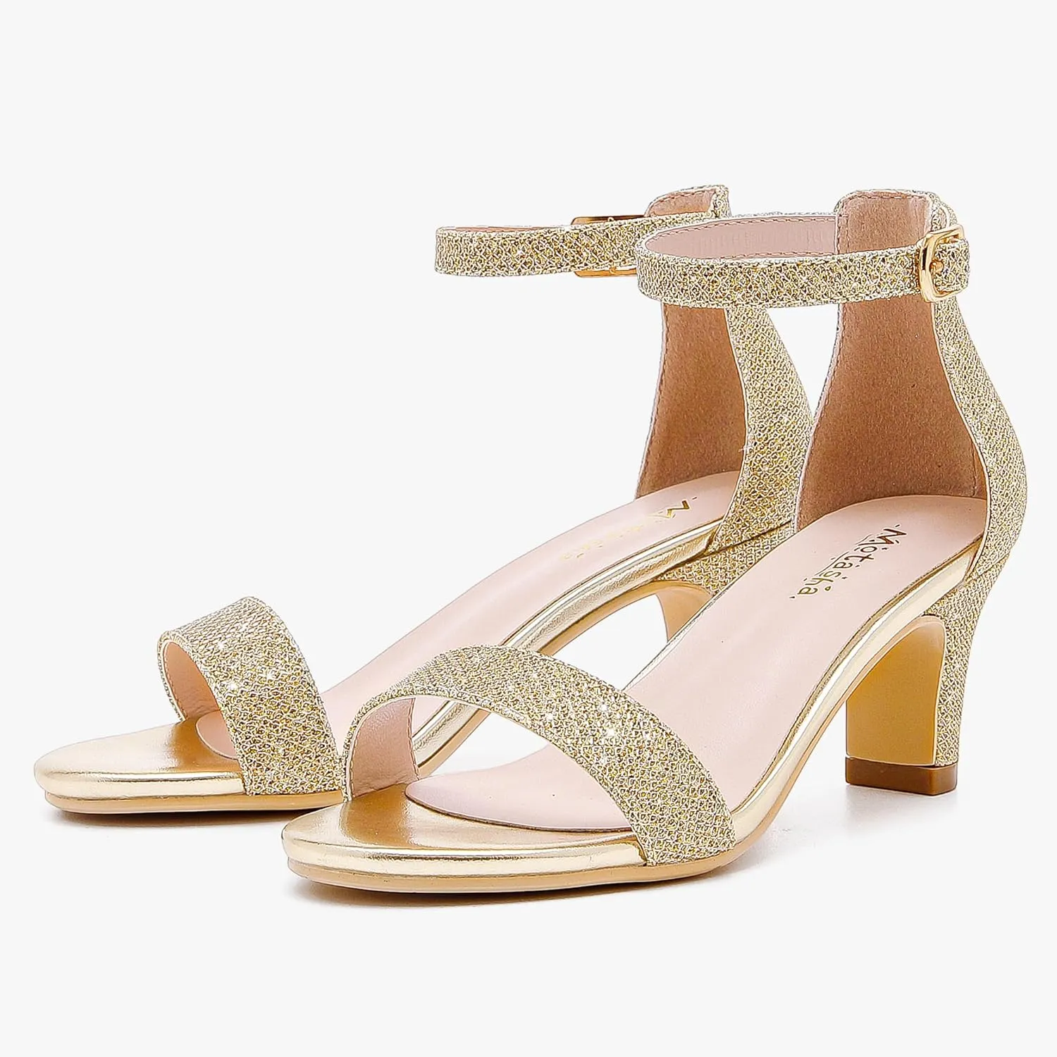Girls Heel Sandals Open Toe Ankle Strap Flower Girl Dress Pump Sandals Wedding Party for Little Big Kid