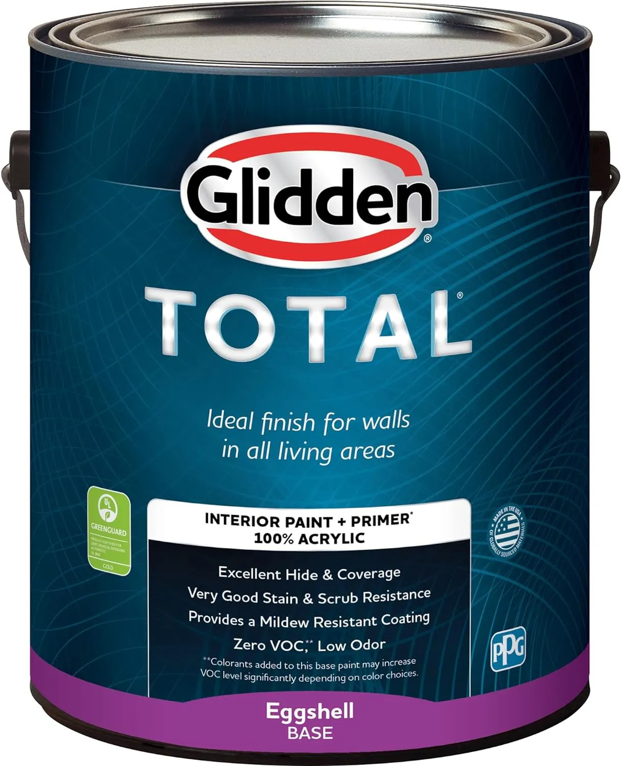 Glidden Total Interior Wall Paint & Primer All-in-One, Black Magic/Black, Flat, 1 Gallon