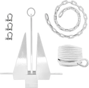 Greenfield Complete Fluke Anchor Kit – American-Made, Includes Chain, 100ft Rope & Shackles | Sizes for Boats up to 16' & 24'
