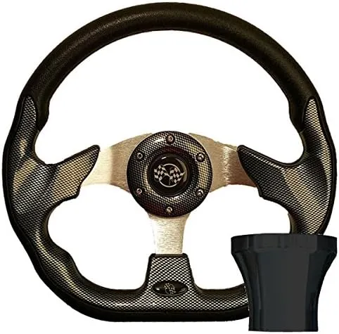 GTW E-Z-GO Carbon Fiber Racer Steering Wheel Black Adaptor Kit (Fits 1994.5-Up)