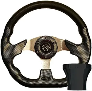 GTW E-Z-GO Carbon Fiber Racer Steering Wheel Black Adaptor Kit (Fits 1994.5-Up)