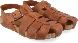 HAFLINGER Pete Leather Sandals with Rubber Sole and Cork Latex Footbed Unisex Brown (Coffee 735) EU 38
