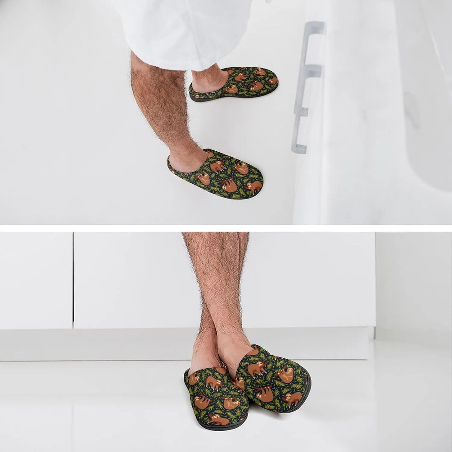 Halloween Green Eyes Black Birds Cats House Slippers For Woman Mens Memory Foam Bedroom Slippers Outdoor Slip-On Shoes