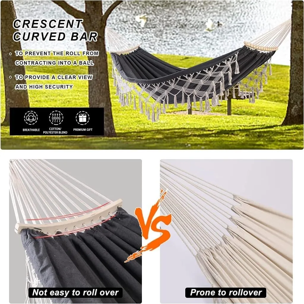 Hammock European and American Hammock Outdoor Folding Camping Woven Canvas Autumn Portable Hanging Chair Double Hammocks for Outside(C)