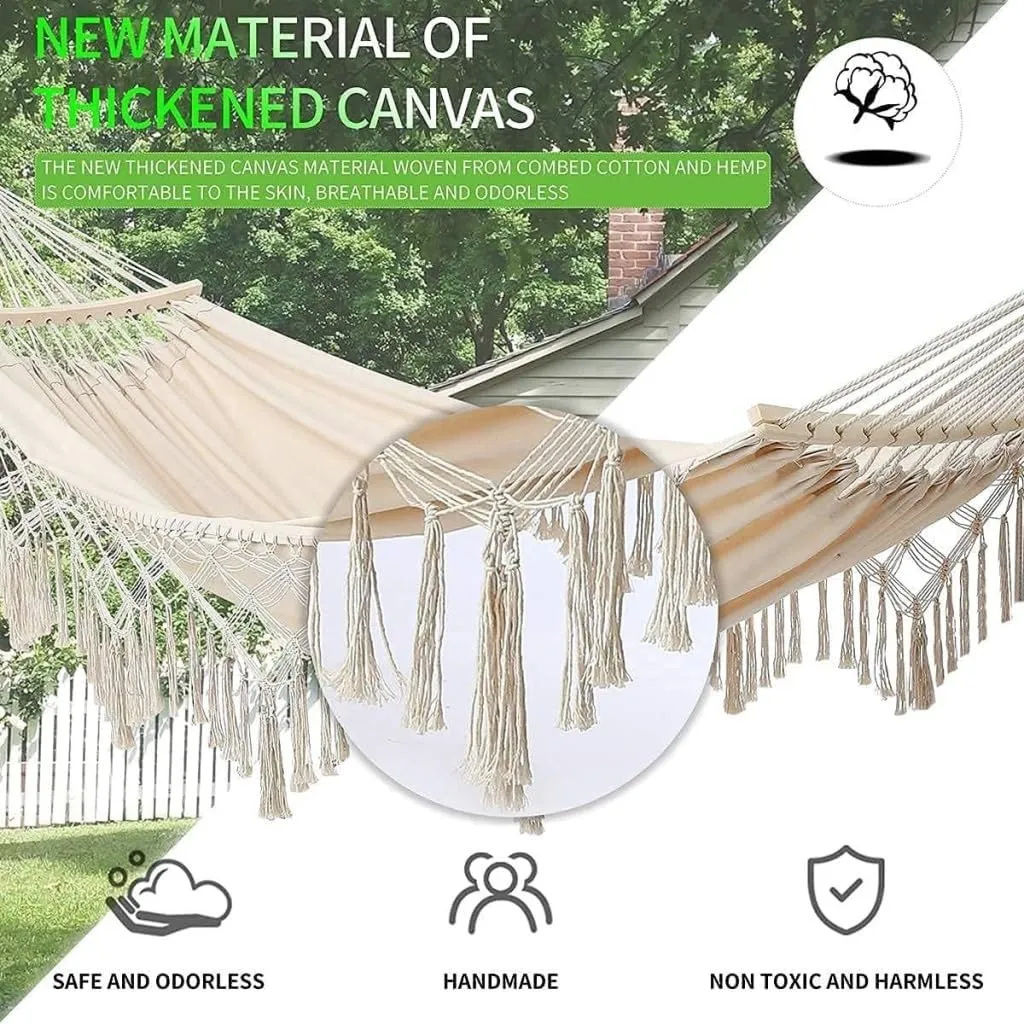 Hammock European and American Hammock Outdoor Folding Camping Woven Canvas Autumn Portable Hanging Chair Double Hammocks for Outside(C)