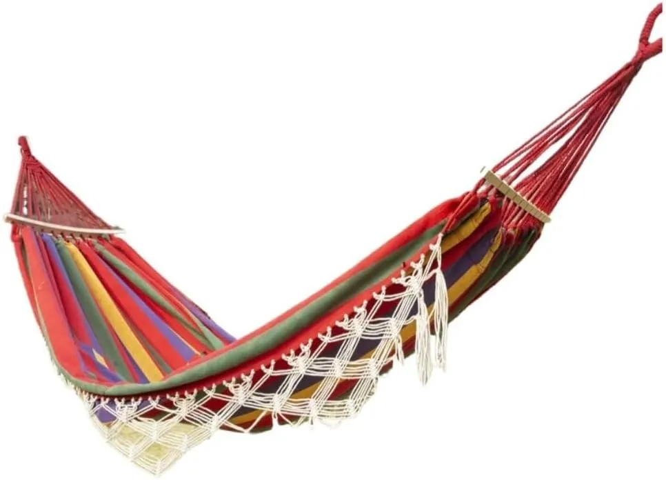 Hammock European and American Hammock Outdoor Folding Camping Woven Canvas Autumn Portable Hanging Chair Double Hammocks for Outside(C)