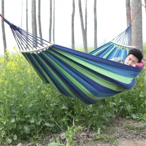 Hammock Outdoor Thickened Canvas Outdoor Bent Wooden Stick Hanging Sheet Double Hammock Swing Dormitory Camping Hammocks for Outside(Red,B)