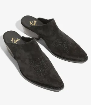 Heeled Papillon Stitched Mule - Suede