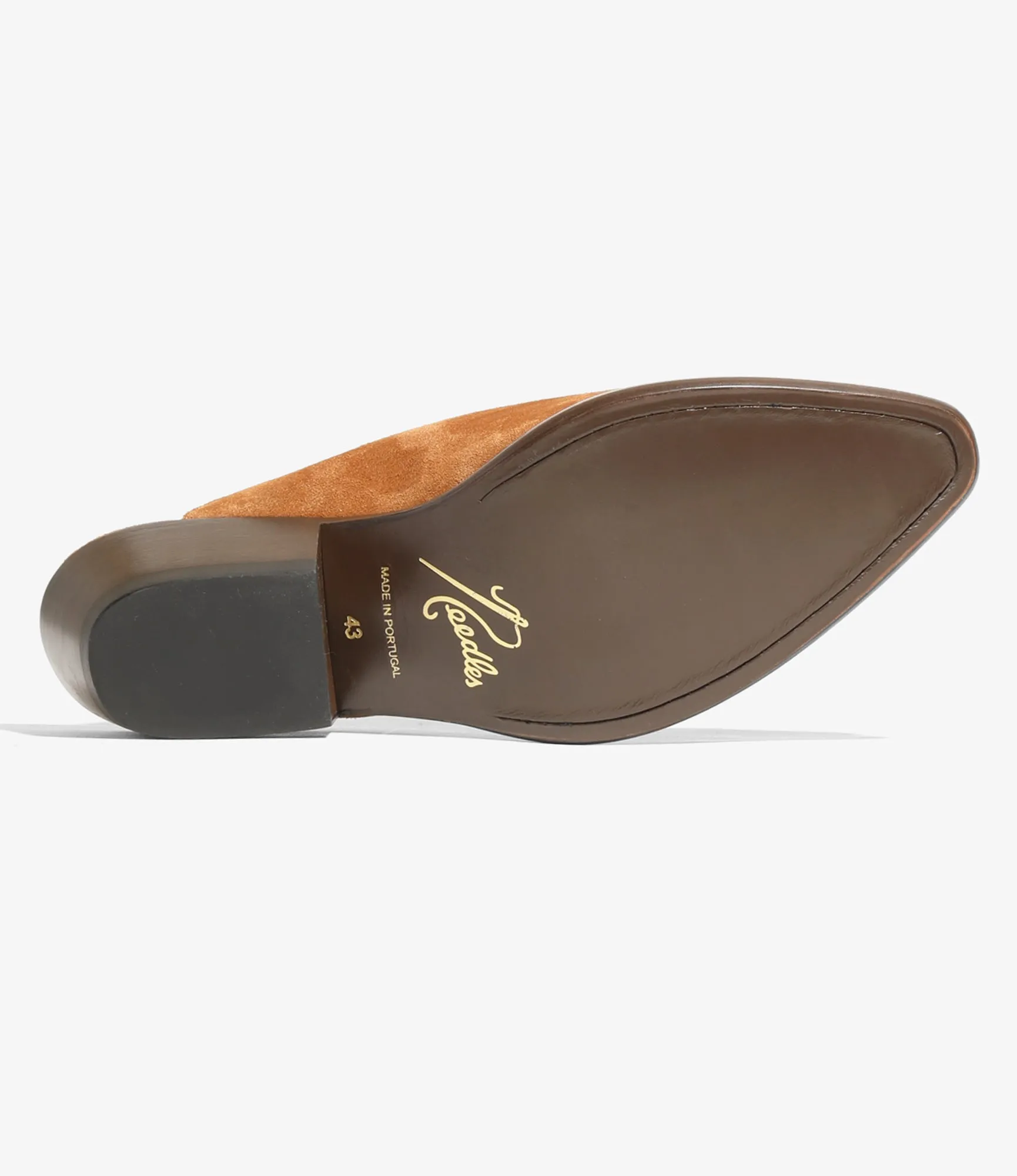 Heeled Papillon Stitched Mule - Suede