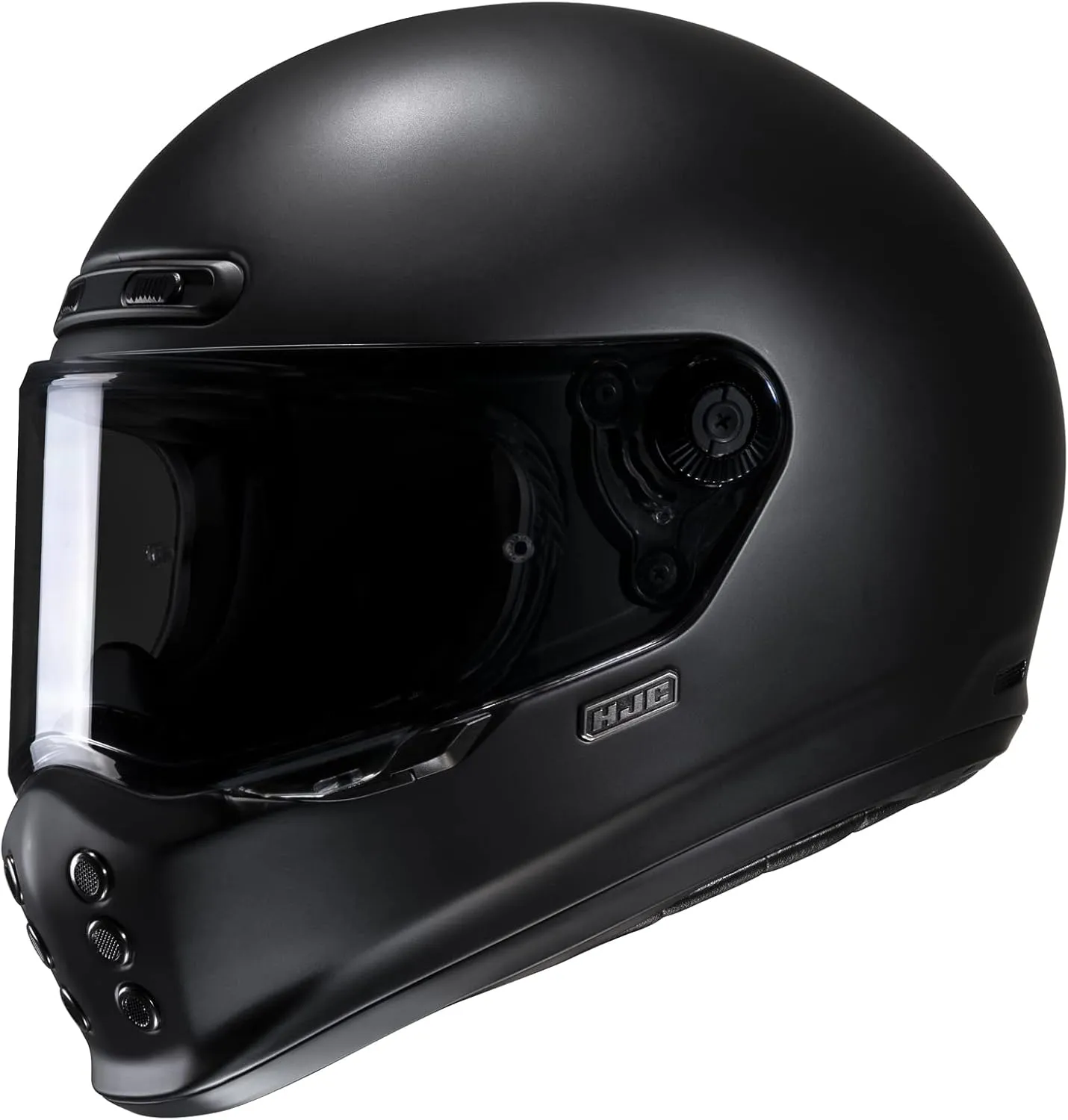 HJC V10 Solid Natural Motorcycle Helmet, DOT Approved (Semi Flat Black, Large)