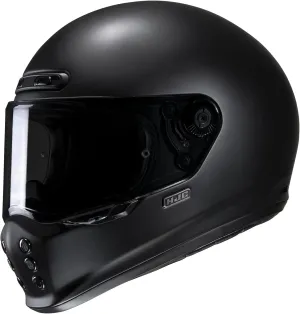 HJC V10 Solid Natural Motorcycle Helmet, DOT Approved (Semi Flat Black, Large)