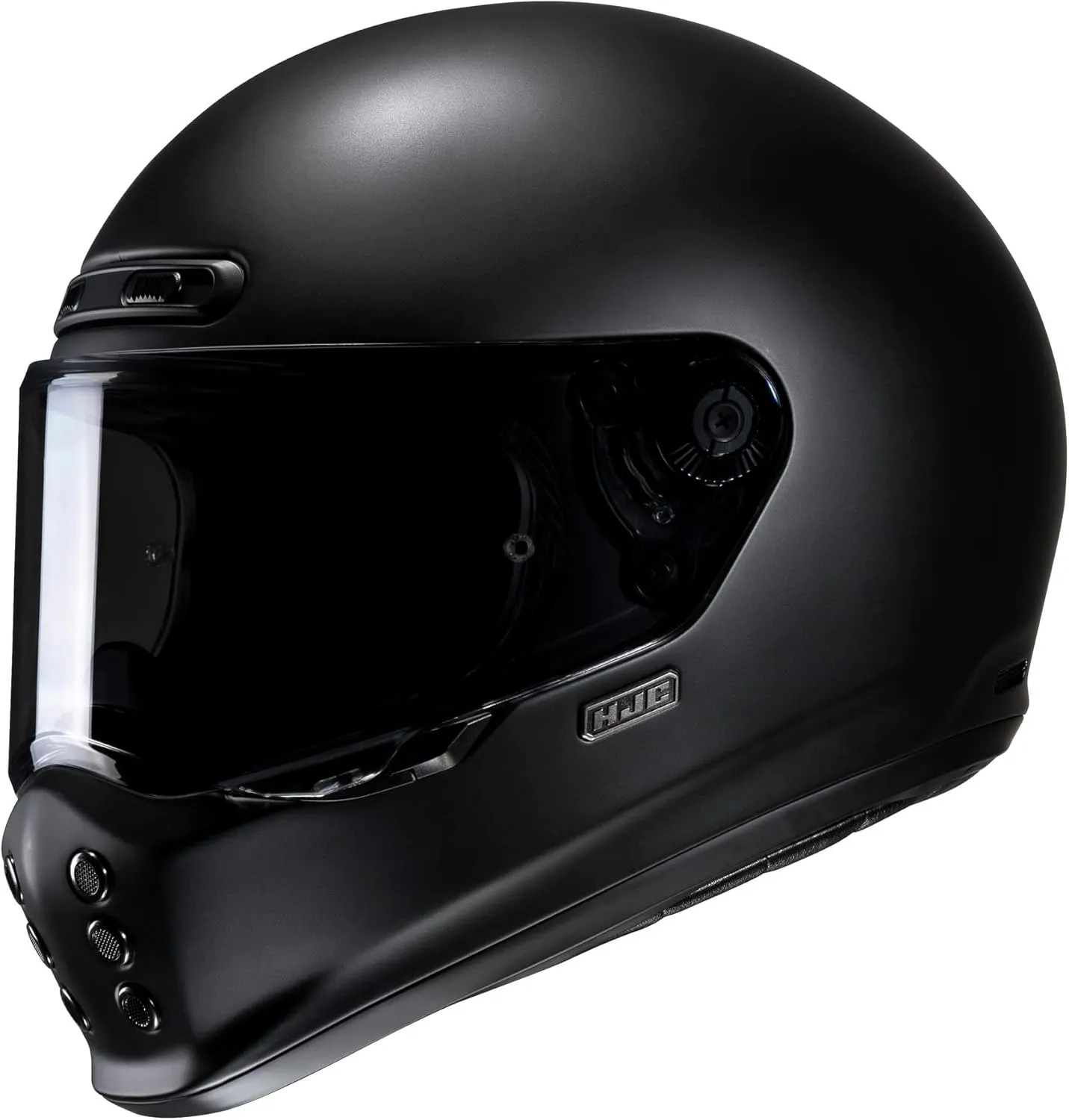 HJC V10 Solid Natural Motorcycle Helmet, DOT Approved (Semi Flat Black, Medium)