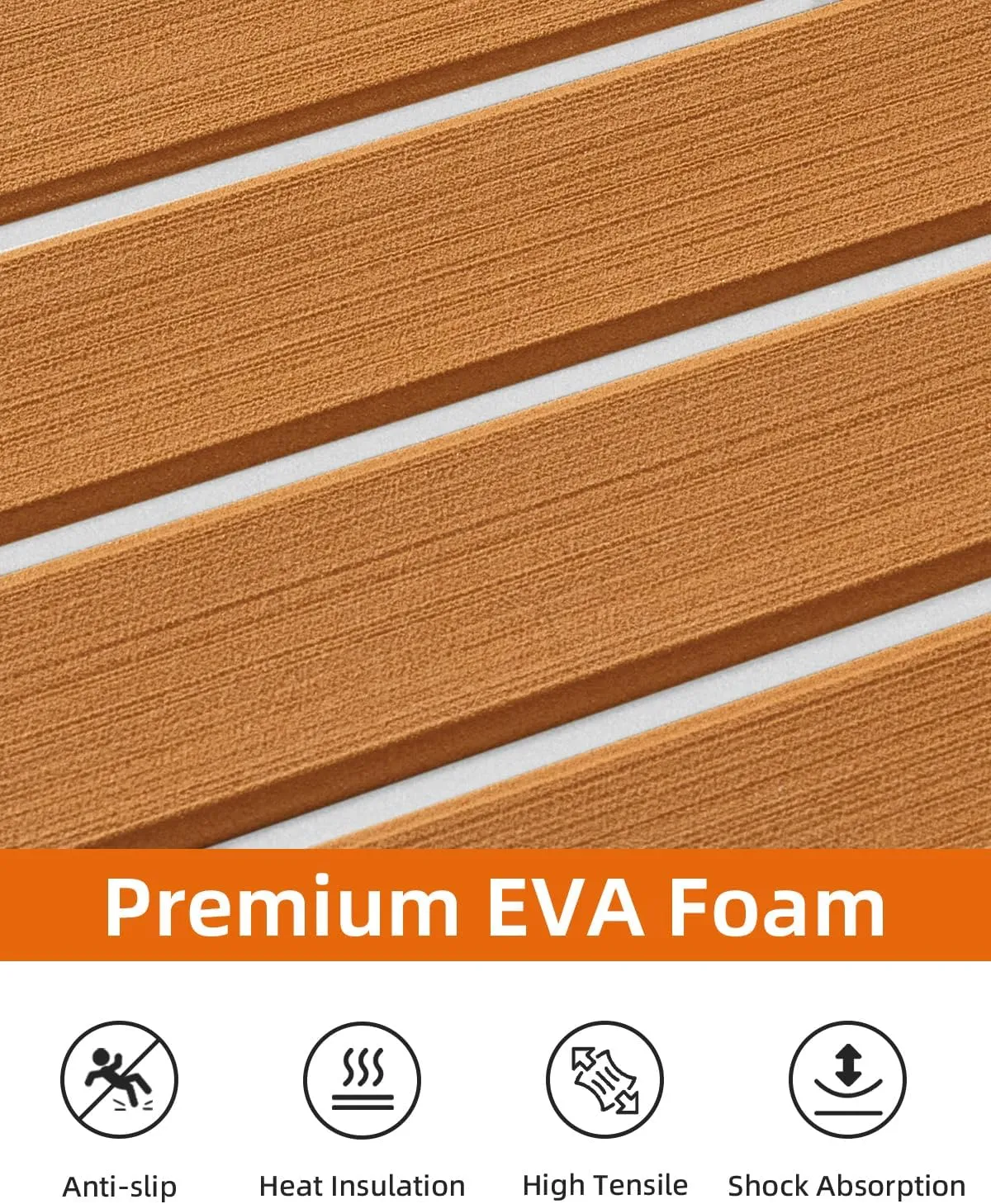 Hjdeck Boat Flooring EVA Foam Boat Decking with 3M Self-Adhesive Backing, Boat Foam Flooring Marine Carpet Faux Teak Sheet for Yacht Fishing Boat Kayak Motorboat RV Floor Helm Pad