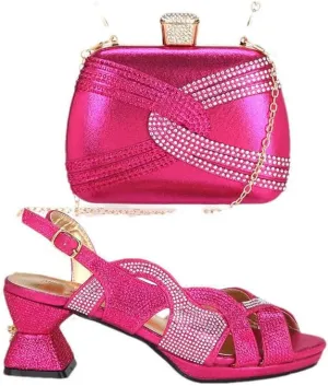 Hollow Rhinestone Wedge Heels Purse Set Elegant Evening Party Shoes Accessories