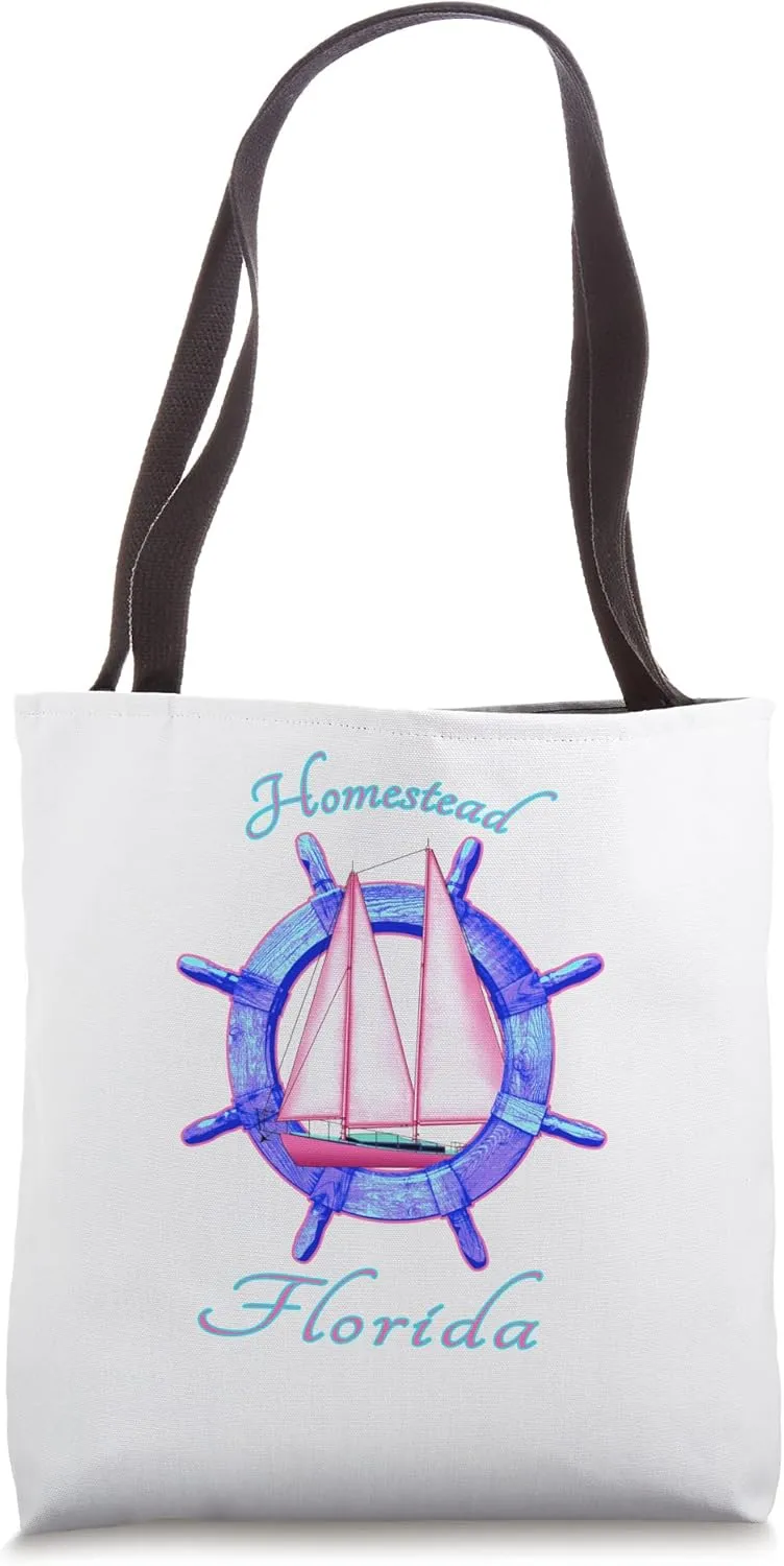 Homestead Florida Sailboat Sailing Vacation Nautical Tote Bag