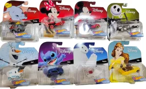 Hot Wheels Disney Character Cars Complete Set of 8 from GCK28-999F Release Diecast Bundle
