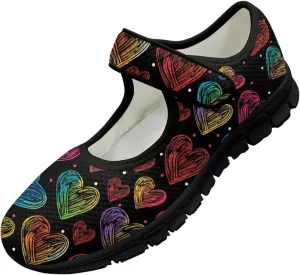 Howilath Heart Love Women's Ballet Flats Round Toe Mary Janes Casual Flats Shoes Ballerina Shoes for Party Wedding Work