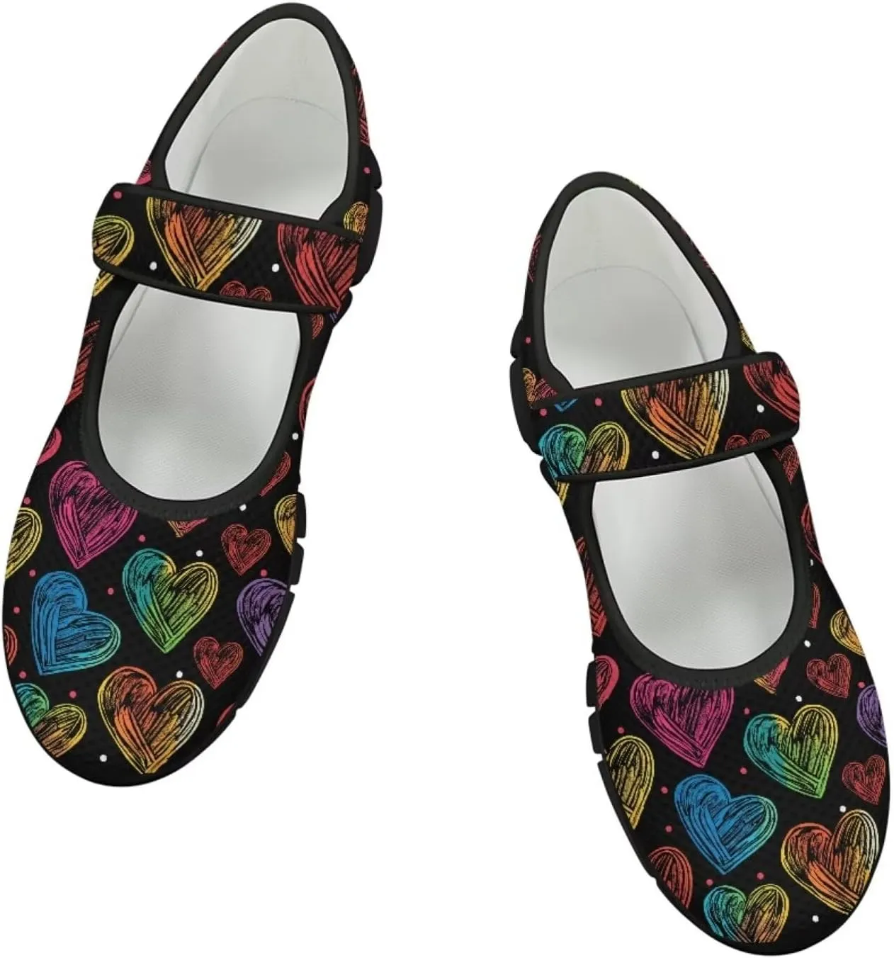 Howilath Heart Love Women's Ballet Flats Round Toe Mary Janes Casual Flats Shoes Ballerina Shoes for Party Wedding Work