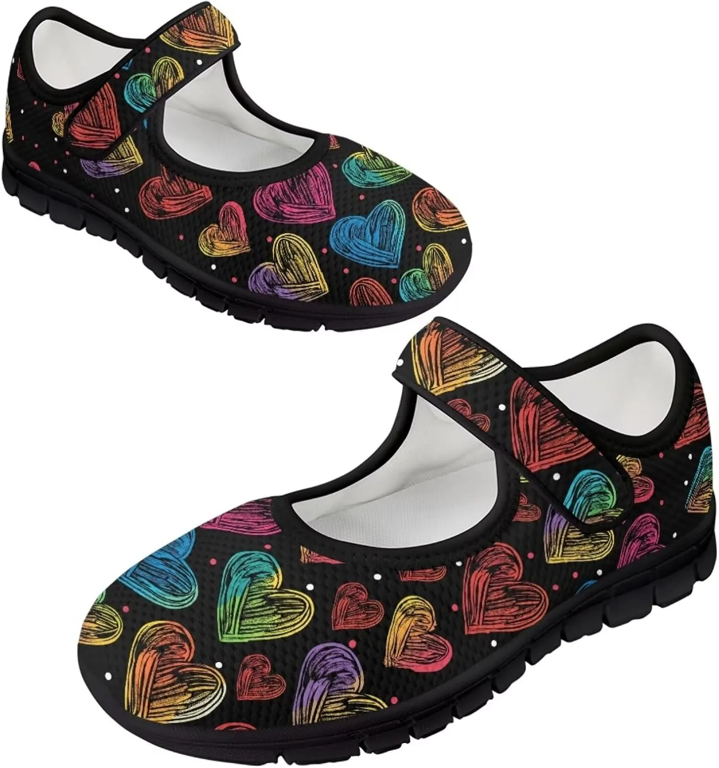 Howilath Heart Love Women's Ballet Flats Round Toe Mary Janes Casual Flats Shoes Ballerina Shoes for Party Wedding Work