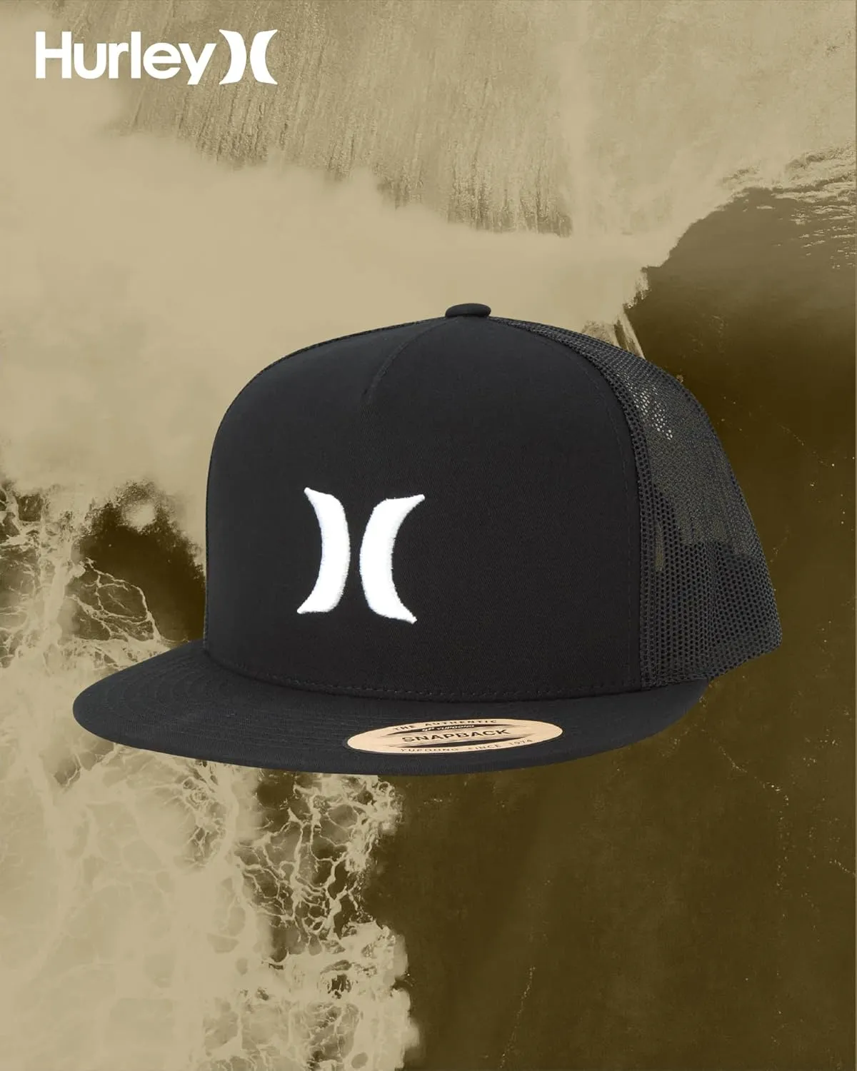 Hurley Men's Caps - Flat Brim Mesh Panel Baseball Cap Trucker Hat - Snap Back Hats for Men