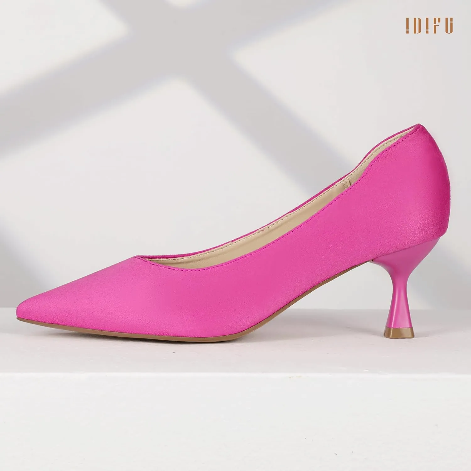 IDIFU IN3 Women's Pumps Kitten Closed Toe Heels Low Pointed Toe Heels Wedding Bridal Office Formal Work Prom Dress Shoes for Women Comfortable Dressy Trendy Cute Pumps Shoes
