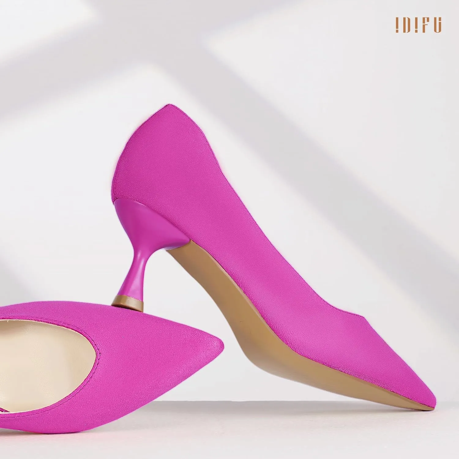 IDIFU IN3 Women's Pumps Kitten Closed Toe Heels Low Pointed Toe Heels Wedding Bridal Office Formal Work Prom Dress Shoes for Women Comfortable Dressy Trendy Cute Pumps Shoes