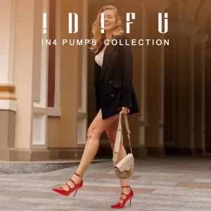 IDIFU IN4 Women's Pumps High Heels Dress Shoes for Women Closed Toe Strappy Heels Wedding Comfortable Dressy Formal Stiletto Ankle Strap Pointed Toe Three Strap Heels Pump Shoes