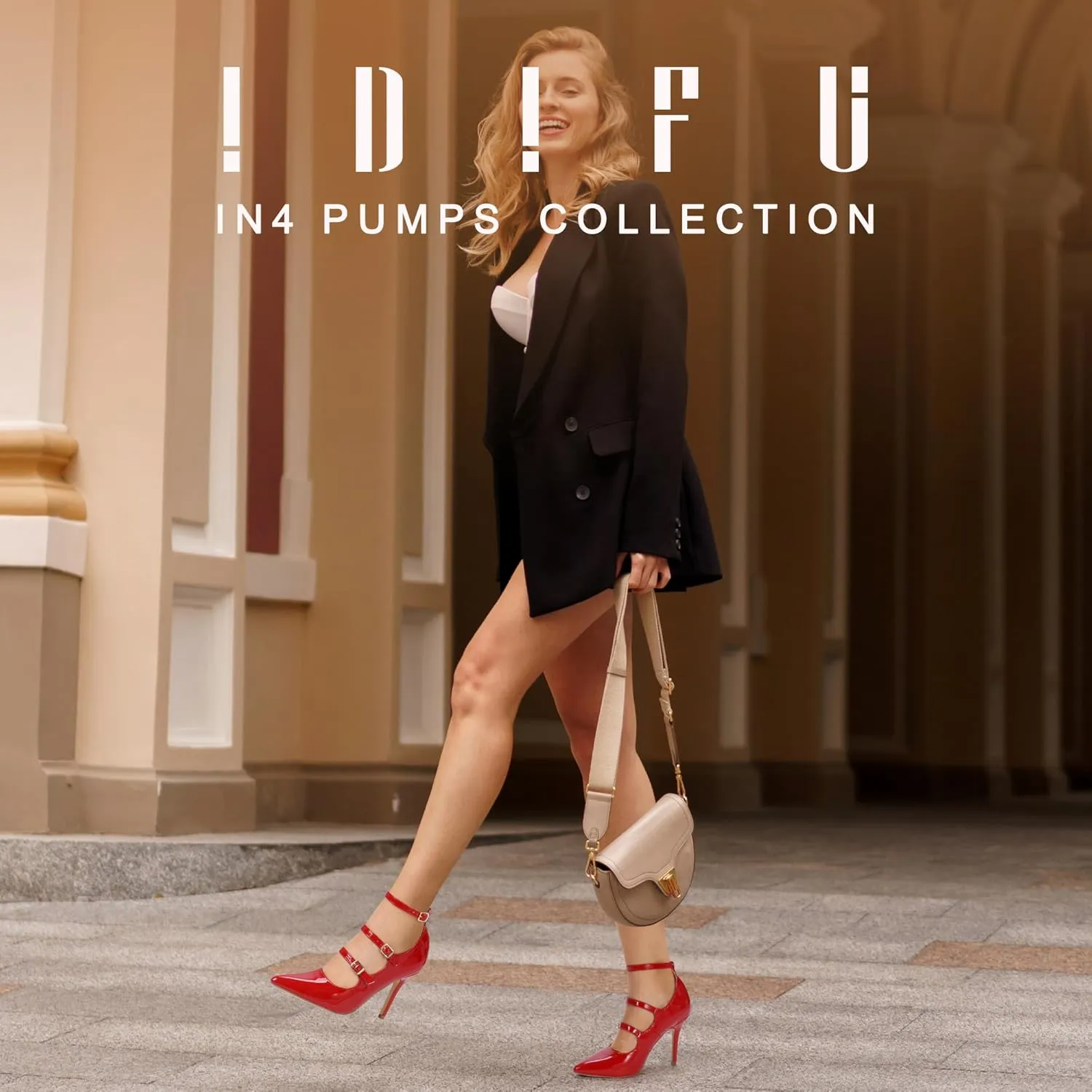 IDIFU IN4 Women's Pumps High Heels Dress Shoes for Women Closed Toe Strappy Heels Wedding Comfortable Dressy Formal Stiletto Ankle Strap Pointed Toe Three Strap Heels Pump Shoes