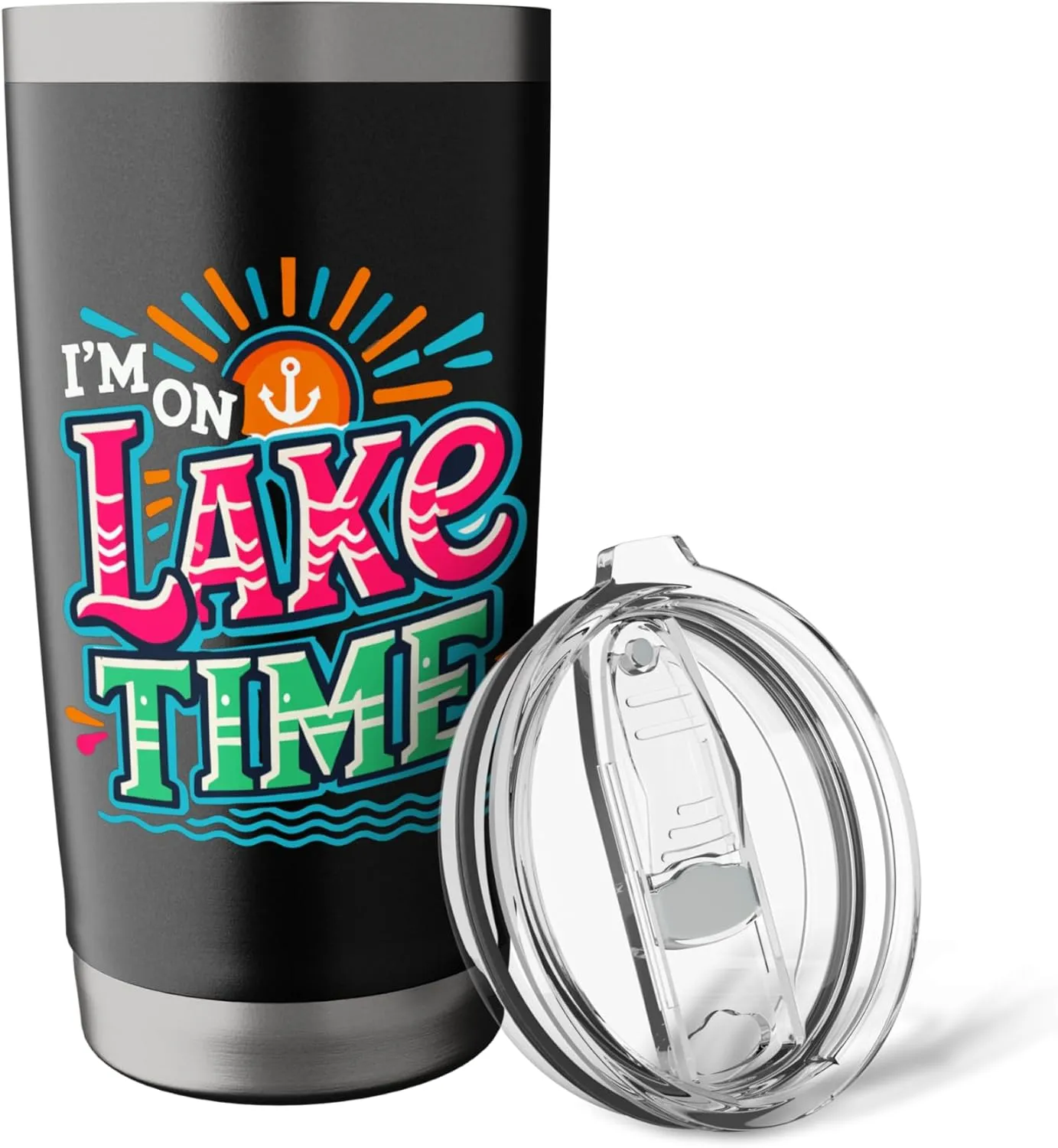 I'm On Lake Time Summer Boating Fishing Kayaking Stainless Steel Insulated Tumbler