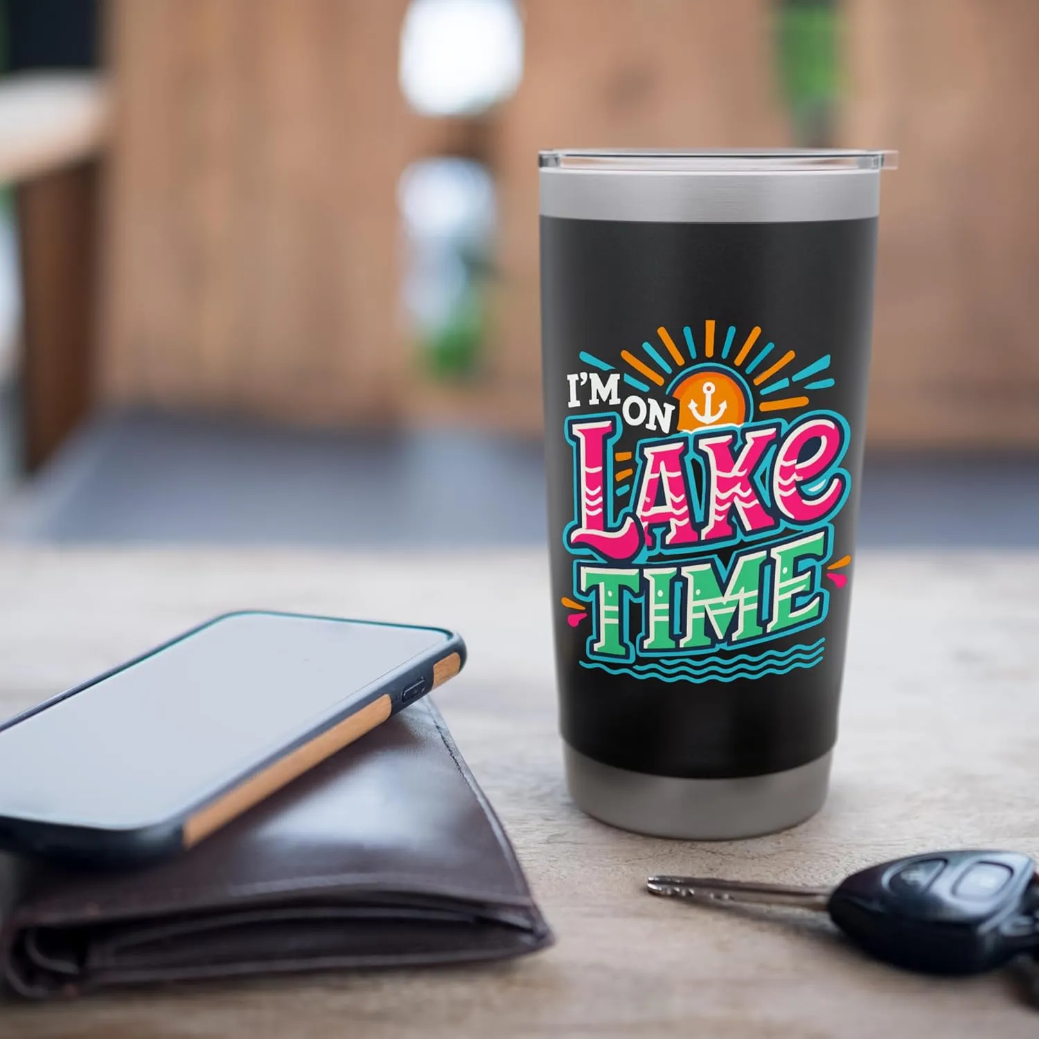 I'm On Lake Time Summer Boating Fishing Kayaking Stainless Steel Insulated Tumbler