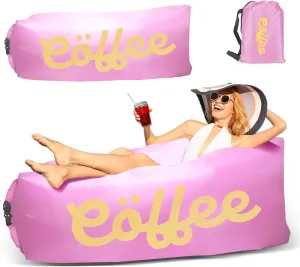 Inflatable Lounger Air Sofa, Portable Hammock Couch Air Sofa for Beach, Camping, Picnics, Travel & Festivals-Pink
