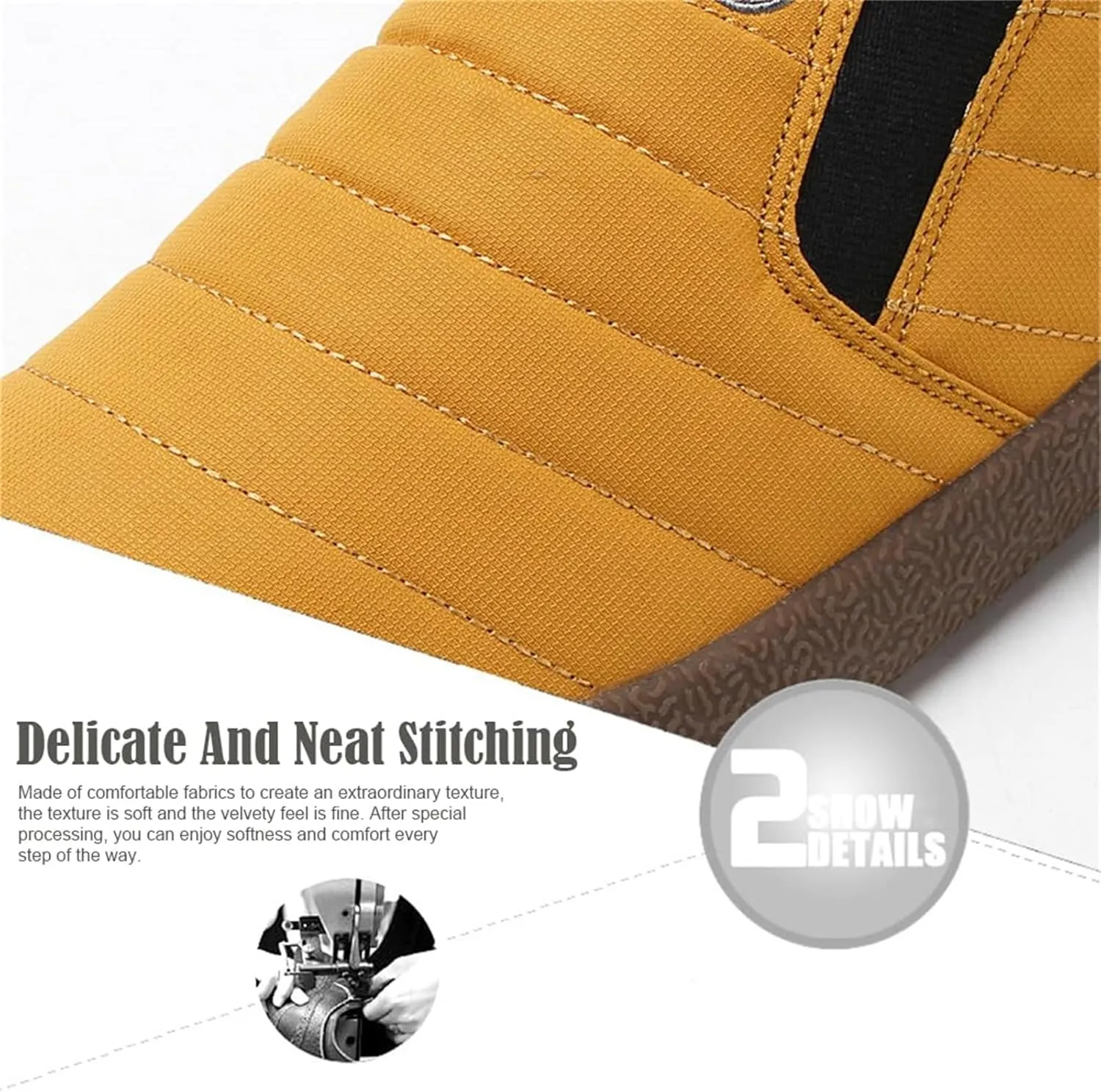 Jeeeun Men's Waterproof Warm Plush Lined Outdoor Snow Ankle Boots (Style A Yellow,10.5)