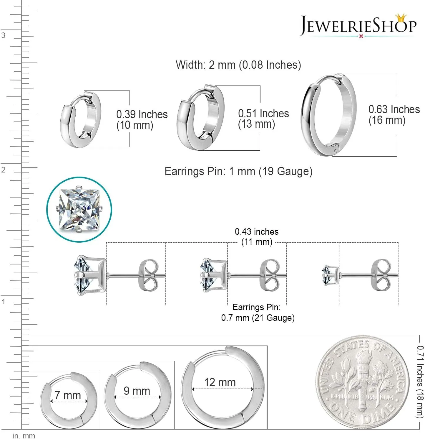 JewelrieShop Earrings Studs Set for Women Stainless Steel CZ Ball Faux Pearl Hoop Hypoallergenic Silver Multiple Ear Stud Earing for Men