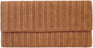 JNB Natural Straw Flat Clutch (TAN) Medium