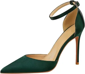 JOEupin Womens High Heels Point Toe D'Orsay Pumps Shoes Ankle Strap Heeled Sandals Stilettos Wedding Shoes