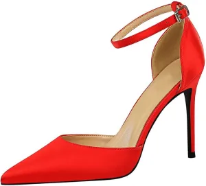 JOEupin Womens High Heels Point Toe D'Orsay Pumps Shoes Ankle Strap Heeled Sandals Stilettos Wedding Shoes