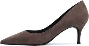JOEupin Women's Pointed Toe Pumps Classic Suede Shoes Kitten Heel Slip On Dress Pumps 2.36 Inch
