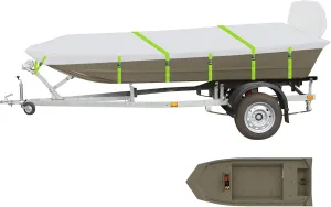 Jon Boat Cover Fit Tracker Grizzly 1754 Jon and Havoc Hunting Boats FRRST 1856/1753/1756, DB1576, 900D Marine Grade Polyester Canvas with PU Coating, 18ft Waterproof Boat Cover & UV Resistant.