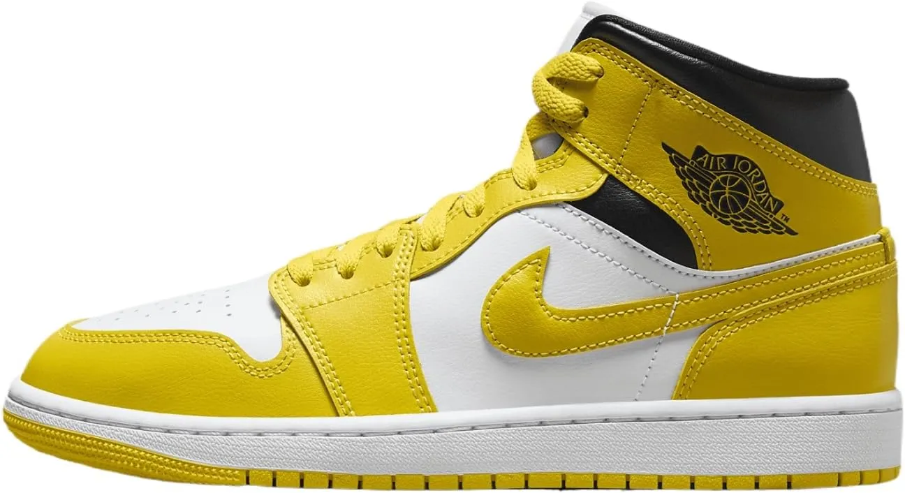 Jordan Women's 1 Mid White/Vivid Sulfur-Black (BQ6472 170) - 8