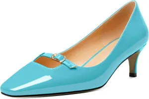 Joseywade Women Low Kitten Heel Pumps Closed Toe Slip On 2 Inch Comfort Shoes