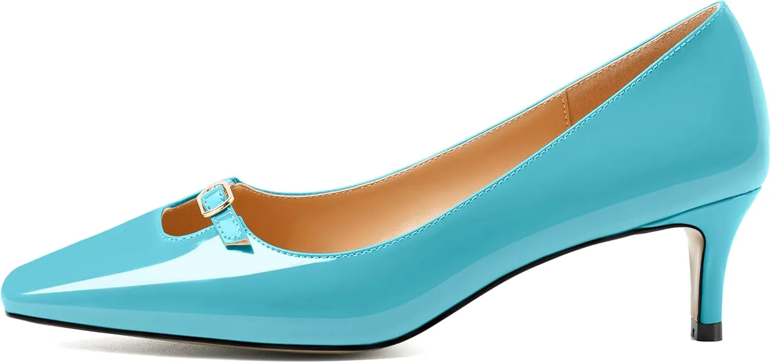 Joseywade Women Low Kitten Heel Pumps Closed Toe Slip On 2 Inch Comfort Shoes