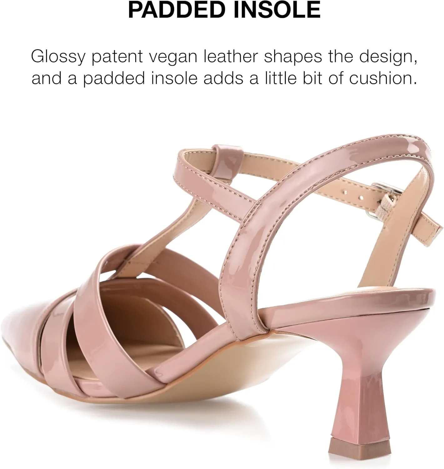 Journee Pointed Toe Kitten Heel Strappy Buckle Ankle Strap Pump for Women - Jazlynn Slingback Fashion Shoe