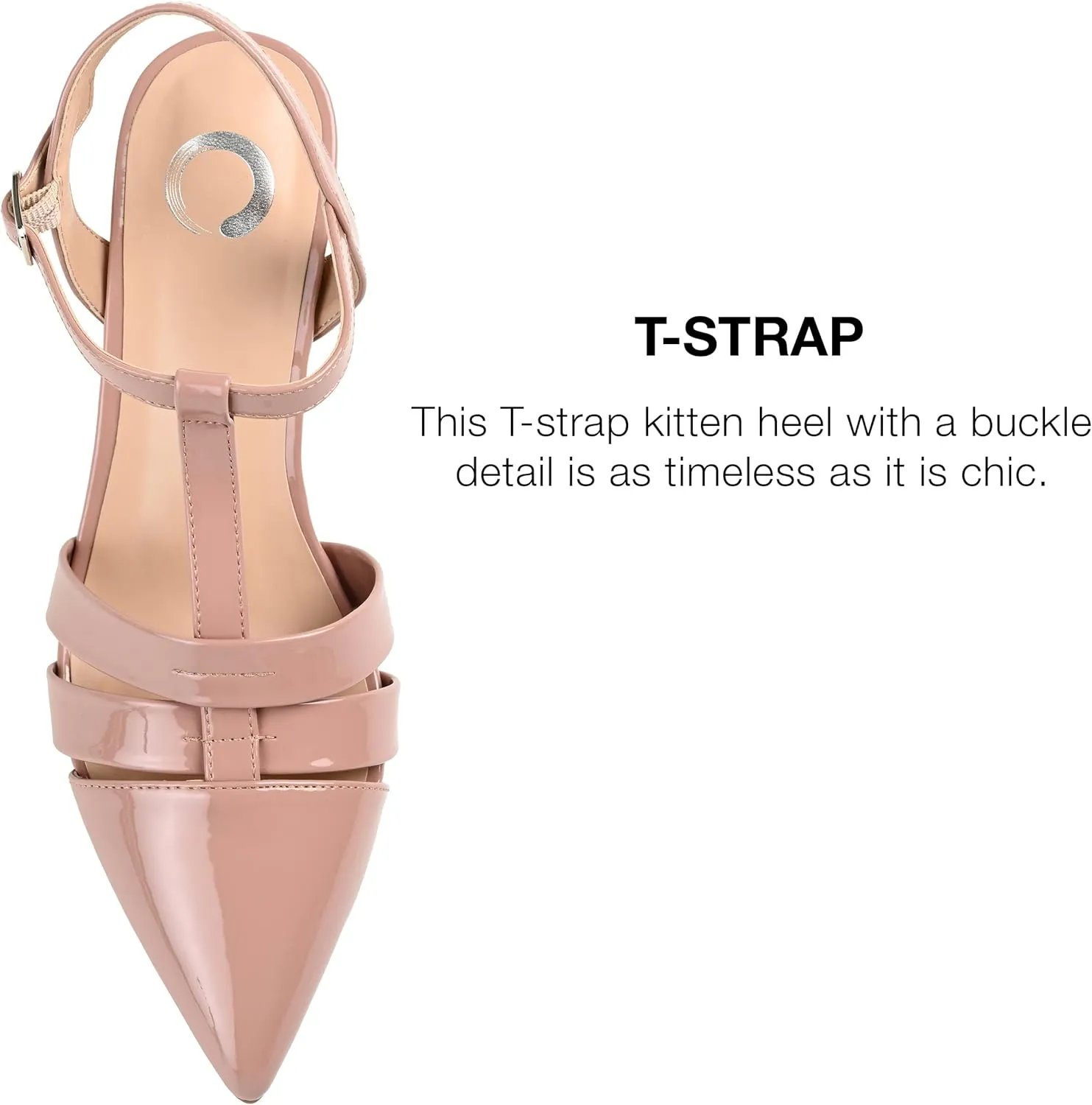Journee Pointed Toe Kitten Heel Strappy Buckle Ankle Strap Pump for Women - Jazlynn Slingback Fashion Shoe