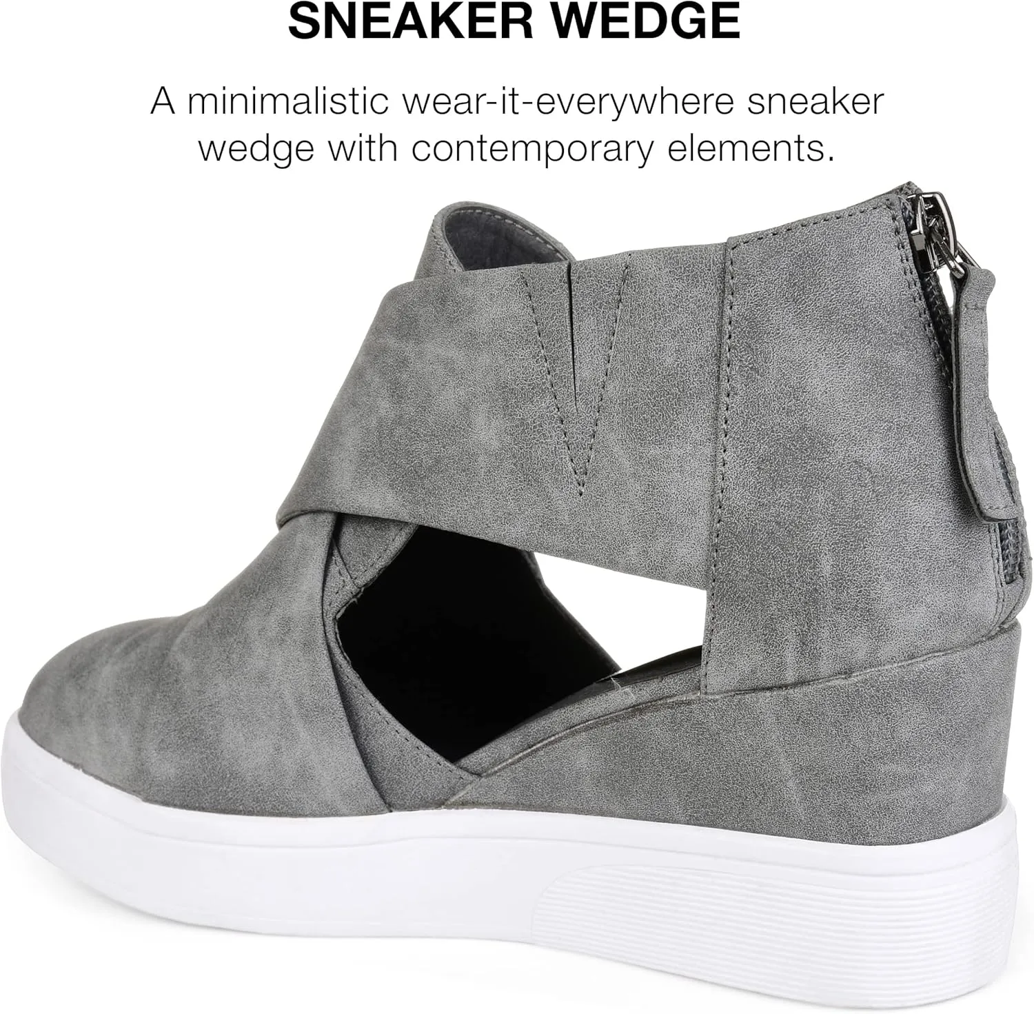 Journee Womens Seena Round Toe Back Heel Zip Wedge Sneakers