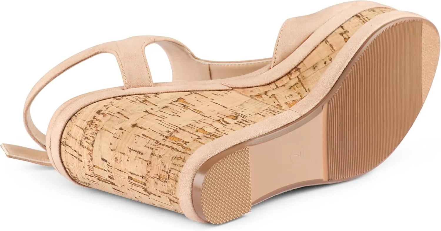 JOY IN LOVE Women's Wedges Sandals Platform Buckle Shoes
