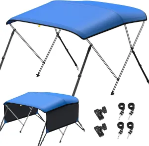 KAKIT 3 4 Bow Bimini Tops for Boats with Mesh Sides Heavy Duty Cover Adjustable 4 Straps Zippered Storage Boot