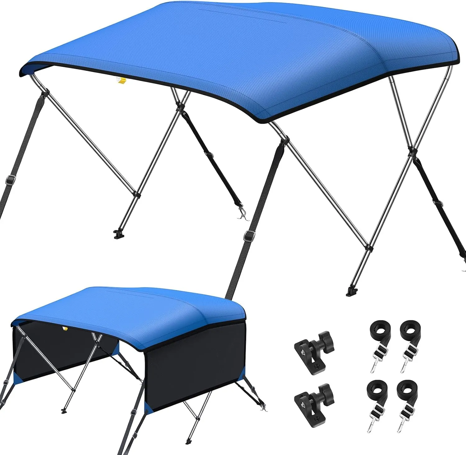 KAKIT 3 4 Bow Bimini Tops for Boats with Mesh Sides Heavy Duty Cover Adjustable 4 Straps Zippered Storage Boot