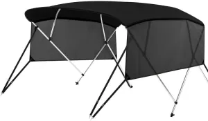 KAKIT 3 4 Bow Bimini Tops with Mesh Sidewalls Support Poles for Boats Marine Grade Canvas Top Includes 2 Straps Storage Boot 1 Inch Aluminum Frame